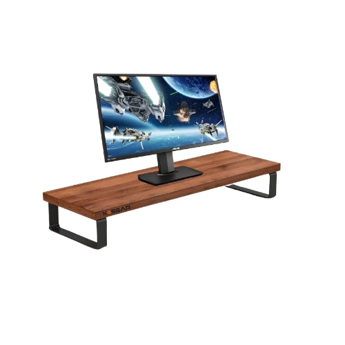 Kassar Monitor Stand Riser for Desk, White and Black Desktop Organizer, Computer Screen Holder with Storage Space
