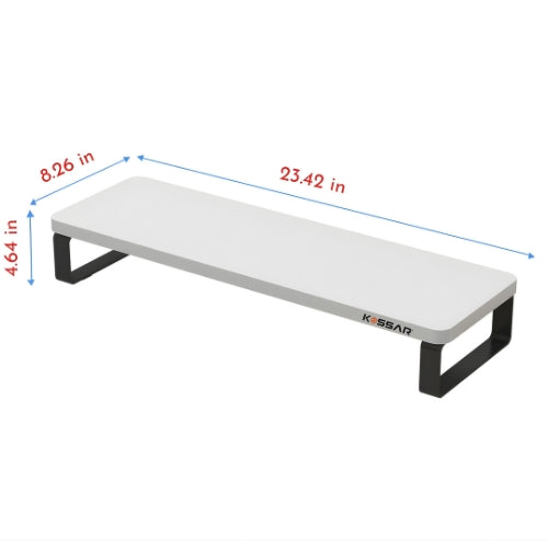 Kassar Monitor Stand Riser for Desk, White and Black Desktop Organizer, Computer Screen Holder with Storage Space