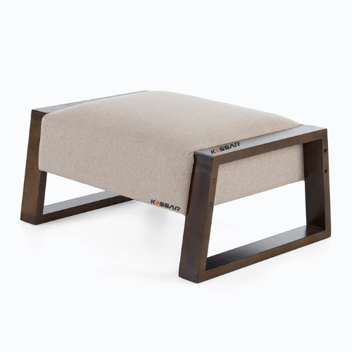Kassar Modern Upholstered Ottoman Bench, Wooden Frame Living Room Stool with Beige Linen Fabric, Contemporary Decorative Footrest