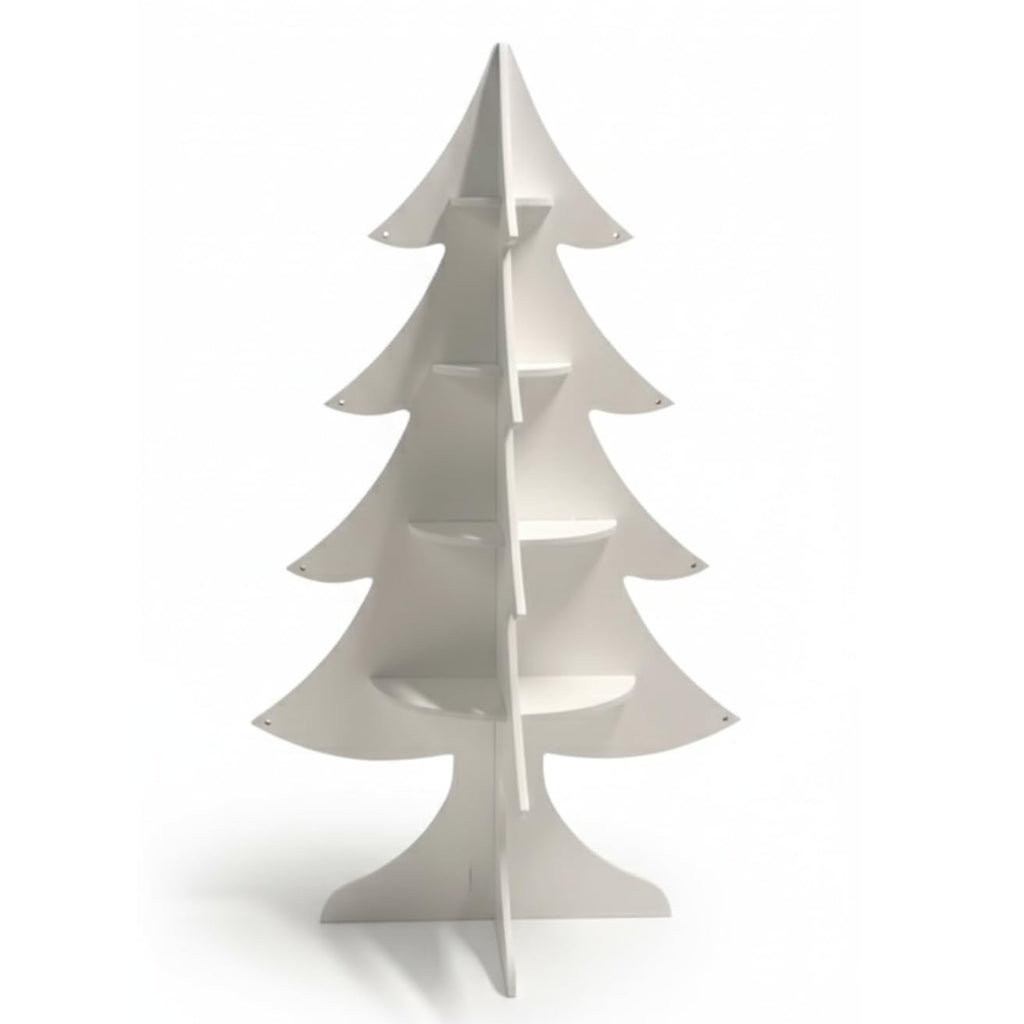 Kassar 3D Christmas Tree Decoration, White, Wooden, Tabletop Holiday Decor, Festive Ornament
