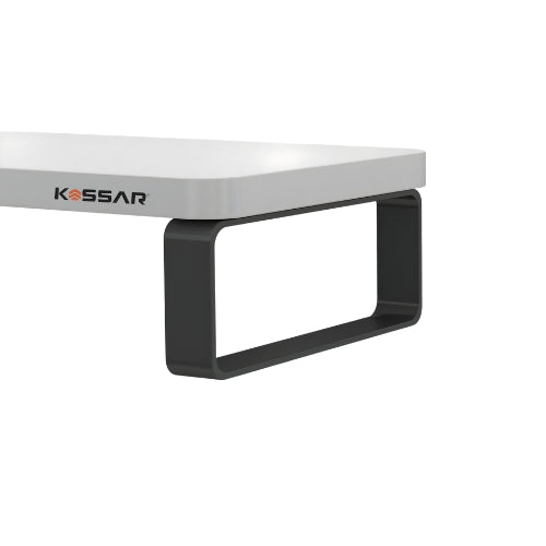 Kassar Monitor Stand Riser for Desk, White and Black Desktop Organizer, Computer Screen Holder with Storage Space
