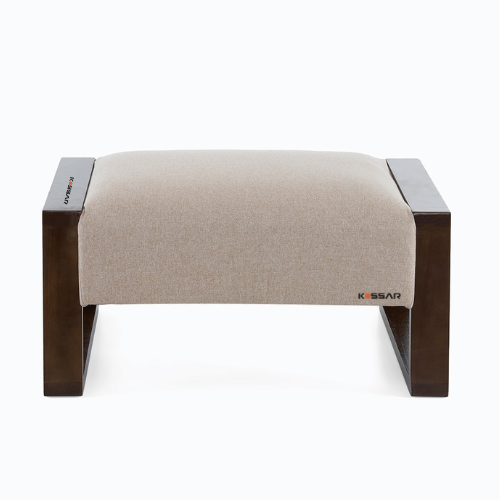 Kassar Modern Upholstered Ottoman Bench, Wooden Frame Living Room Stool with Beige Linen Fabric, Contemporary Decorative Footrest