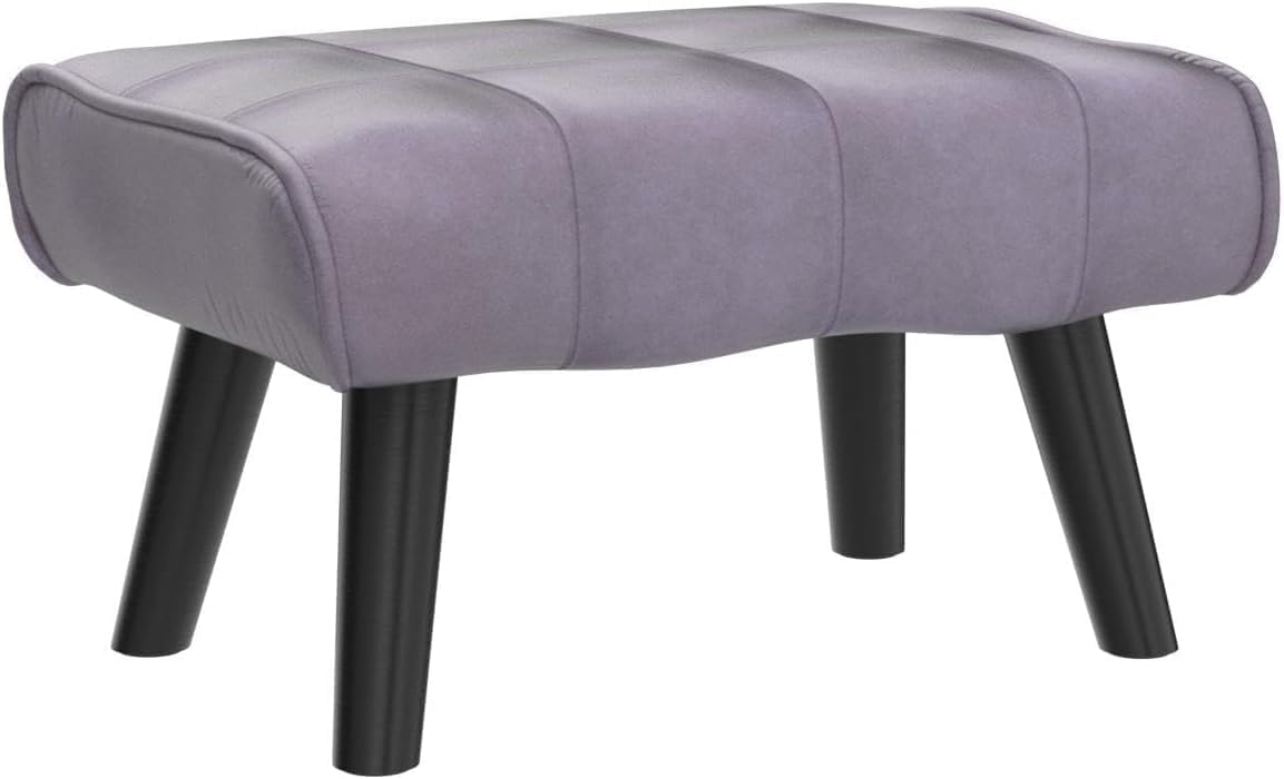 Kassar Footrest Ottoman Footstool Rectangular with Wood Legs Pets and Living Room couches with Little stools and Sofa footrests for Additional Seating-Grey