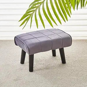 Kassar Footrest Ottoman Footstool Rectangular with Wood Legs Pets and Living Room couches with Little stools and Sofa footrests for Additional Seating-Grey