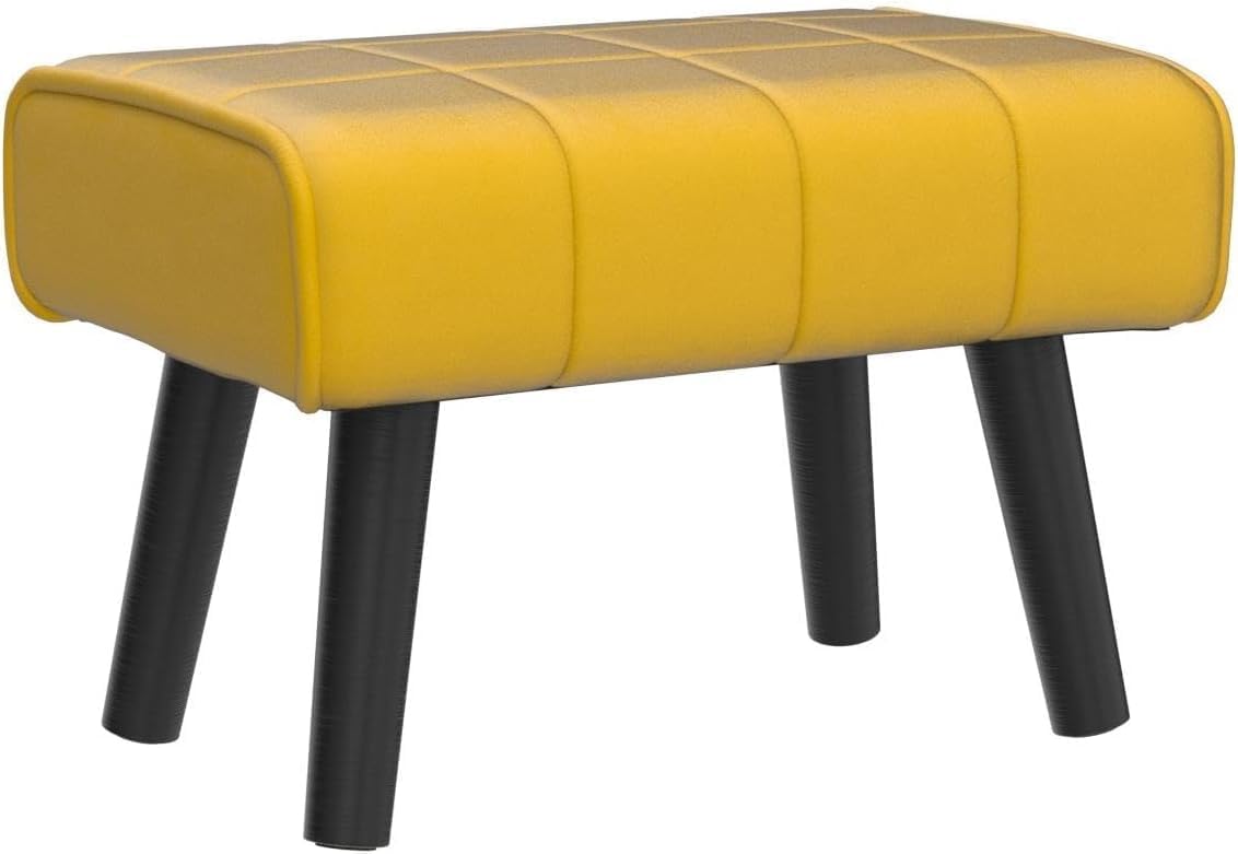 Kassar Footrest Ottoman Footstool Rectangular with Wood Legs Pets and Living Room couches with Little stools and Sofa footrests for Additional Seating-Yellow