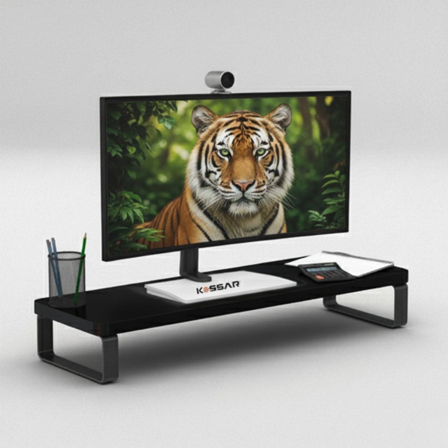 Kassar Monitor Stand Riser for Desk, White and Black Desktop Organizer, Computer Screen Holder with Storage Space (Copy)