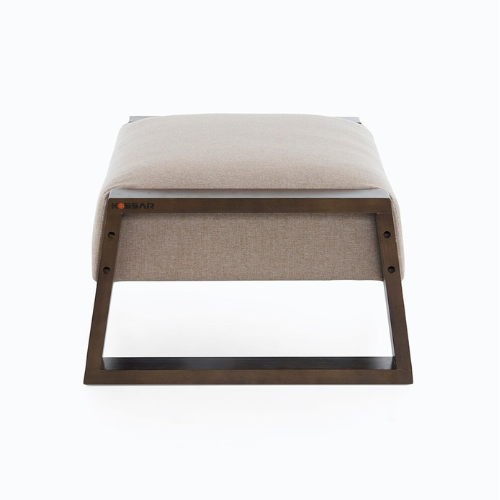 Kassar Modern Upholstered Ottoman Bench, Wooden Frame Living Room Stool with Beige Linen Fabric, Contemporary Decorative Footrest